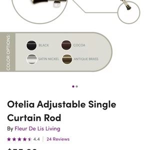 NIB Antique Brass Fleur De Lis living otelia single corner curtain rod